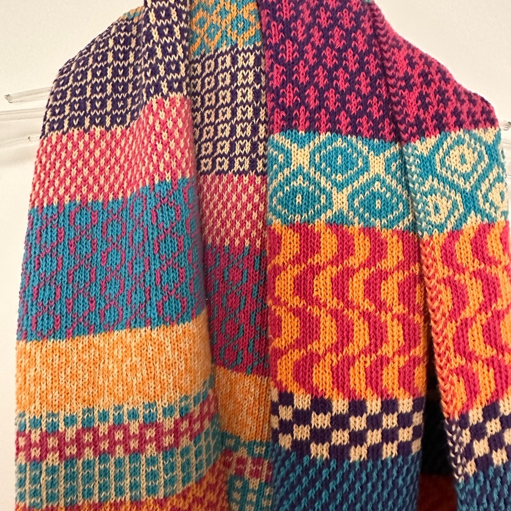 Colorblock Patterned Knit Scarf — Multicolor